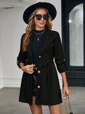  | SHEIN Clasi Roll Tab Sleeve Drawstring Waist Button Front Coat | Blazer | Shein | OneHub