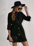  | SHEIN Clasi Roll Tab Sleeve Drawstring Waist Button Front Coat | Blazer | Shein | OneHub