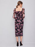  | SHEIN Clasi Ruched Detail Gigot Sleeve Floral Mesh Dress | Dress | Shein | OneHub