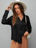  | SHEIN Clasi Satin Solid Button Up Shirt | Blouse | Shein | OneHub