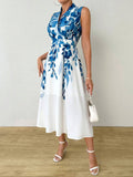  | SHEIN Clasi Women Summer Plant Printed V-Neck Sleeveless Elegant Long Dress With Overlapping Design | Dress | Shein | OneHub