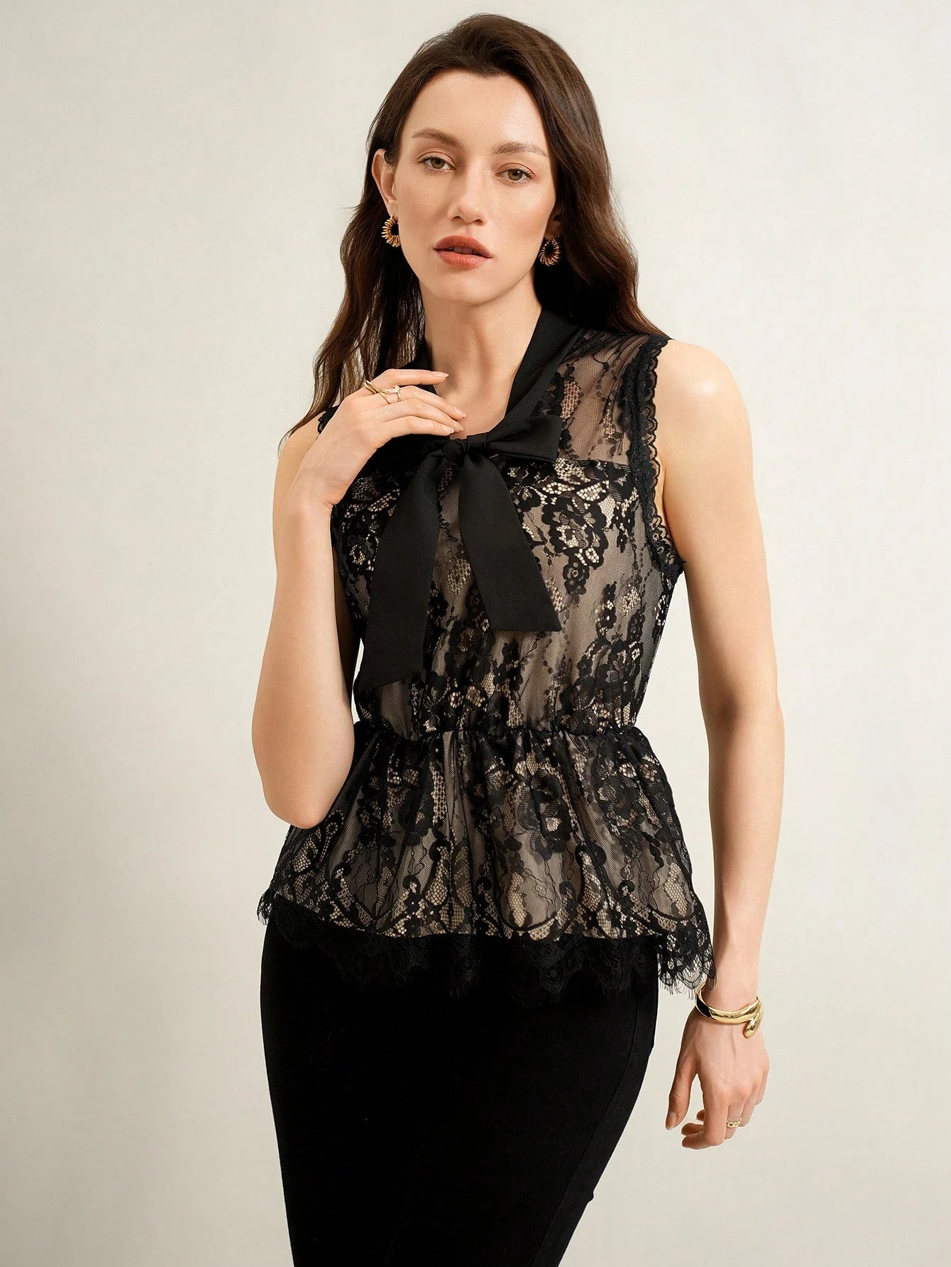 SHEIN Clasi Women's Lace Bow Decor Fashion Summer Camisole