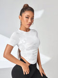  | SHEIN Cut Out Back Raglan Sleeve Crop Sports Tee Fitted Shirt | Sports Tee | Shein | OneHub