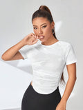  | SHEIN Cut Out Back Raglan Sleeve Crop Sports Tee Fitted Shirt | Sports Tee | Shein | OneHub