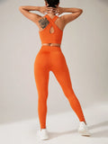 SHEIN Daily&Casual Women's Cross-Back Crop Top And Pants Sportswear Set