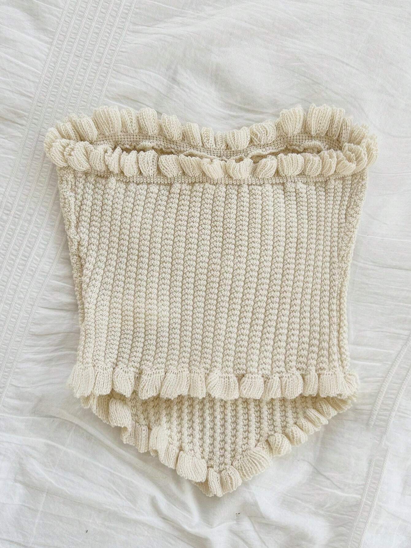  | SHEIN Dreamara Casual Tube Ruffle Knitted Top | Sweater | Shein | OneHub