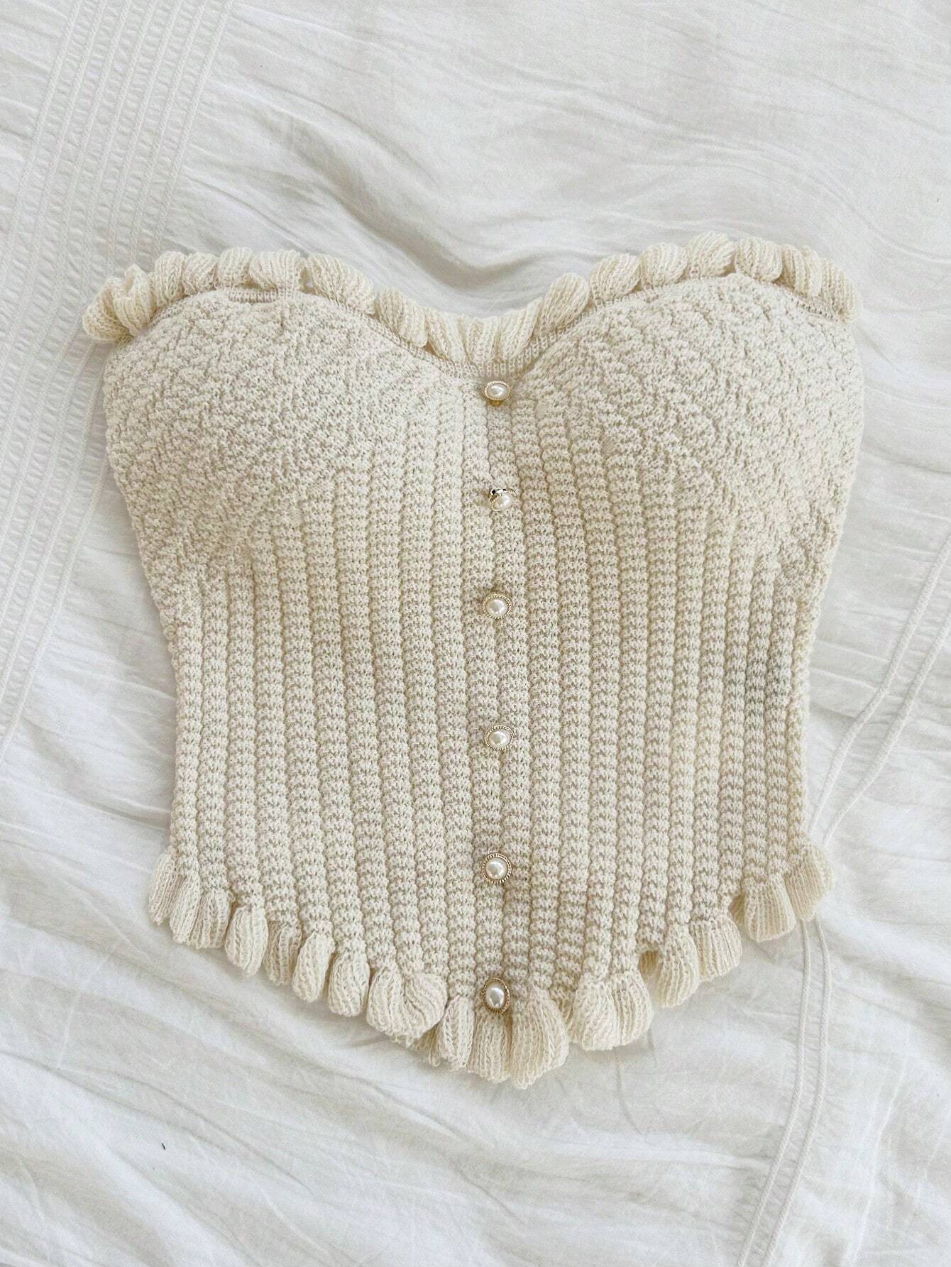  | SHEIN Dreamara Casual Tube Ruffle Knitted Top | Sweater | Shein | OneHub