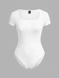  | SHEIN EZwear 2pcs/Set Square Collar Short Sleeve Simple Casual Bodysuit For Women | Top | Shein | OneHub