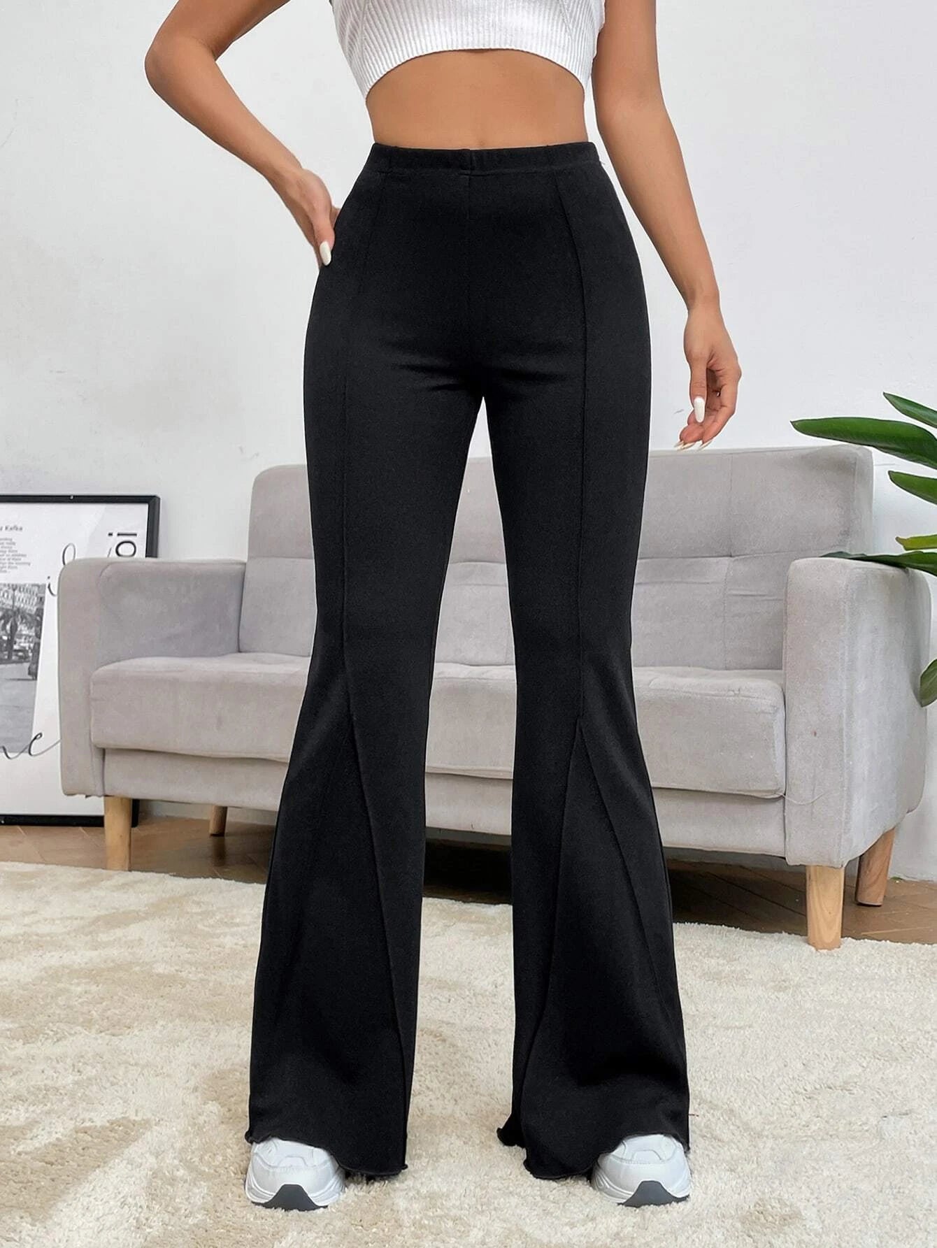  | SHEIN EZwear Balletcore Seam Front Flare Leg Back Pants | Pants | Shein | OneHub