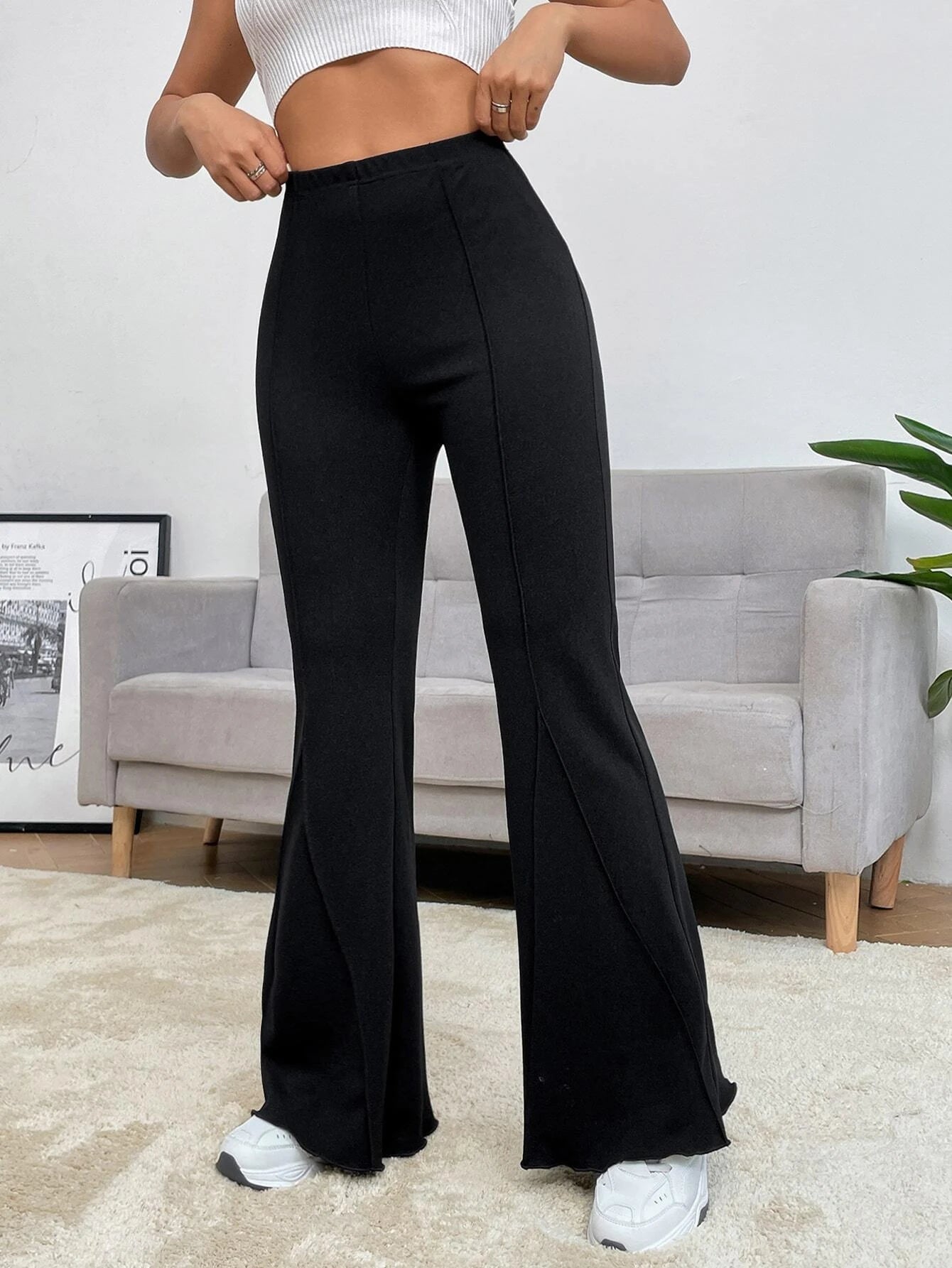  | SHEIN EZwear Balletcore Seam Front Flare Leg Back Pants | Pants | Shein | OneHub
