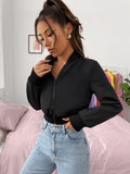  | SHEIN EZwear Baseball Collar Zip Up Crop Bomber Jacket | Sweater | Shein | OneHub