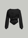 SHEIN EZwear Drop Shoulder Heathered Knit Zip-Up Hoodie,Long Sleeve Tops In Fall/Winter