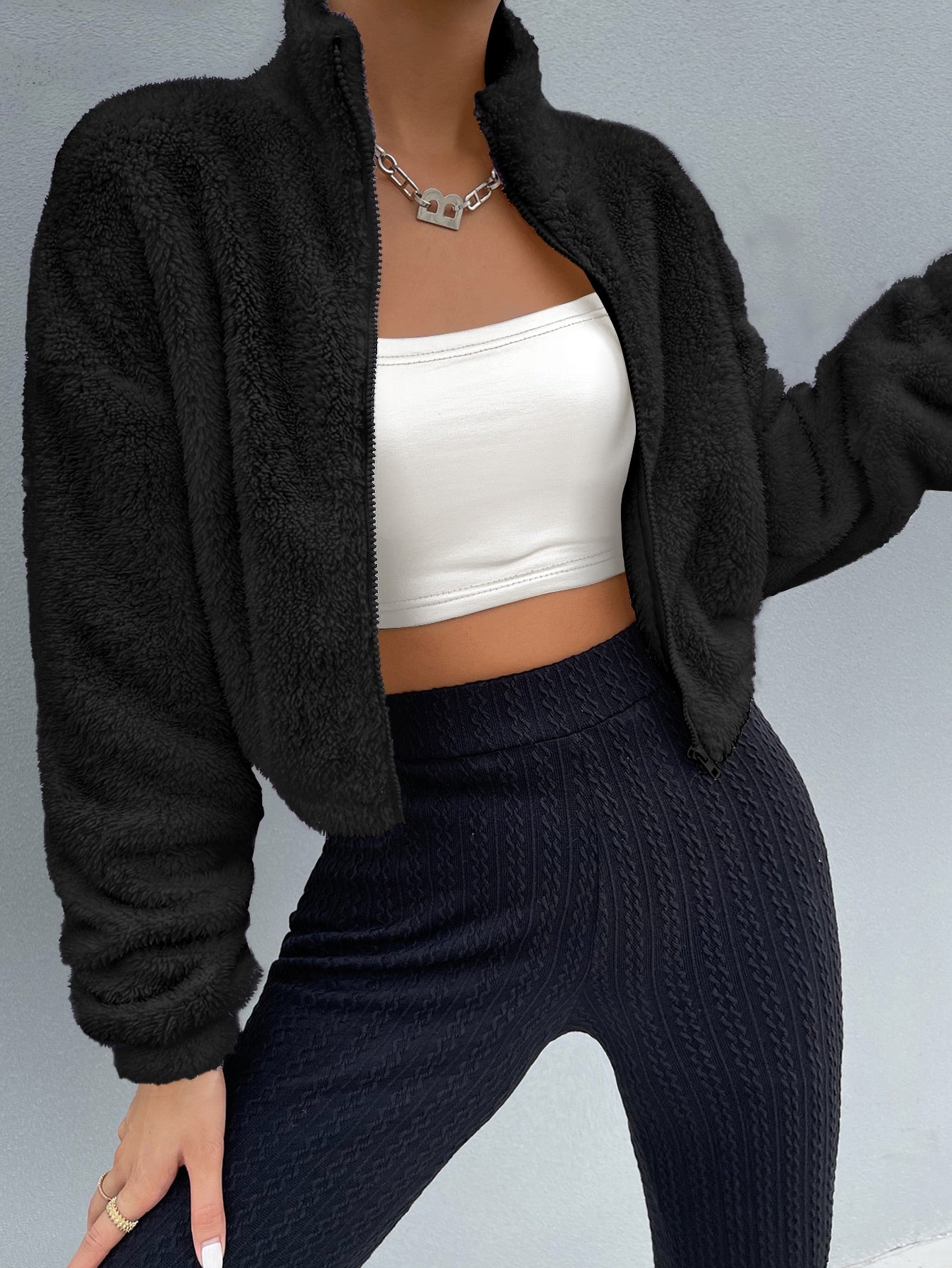  | SHEIN EZwear Drop Shoulder Zip Up Jacket | Sweater | Shein | OneHub