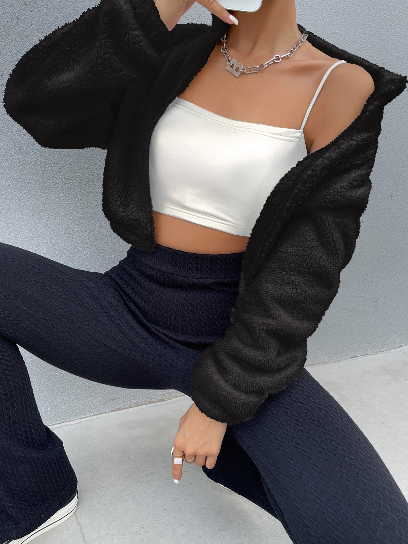  | SHEIN EZwear Drop Shoulder Zip Up Jacket | Sweater | Shein | OneHub