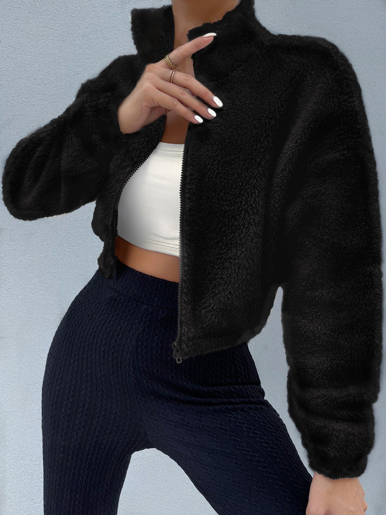  | SHEIN EZwear Drop Shoulder Zip Up Jacket | Sweater | Shein | OneHub