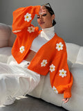  | SHEIN EZwear Floral Applique Bishop Sleeve Crochet Cardigan | Sweater | Shein | OneHub