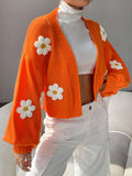  | SHEIN EZwear Floral Applique Bishop Sleeve Crochet Cardigan | Sweater | Shein | OneHub