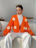  | SHEIN EZwear Floral Applique Bishop Sleeve Crochet Cardigan | Sweater | Shein | OneHub