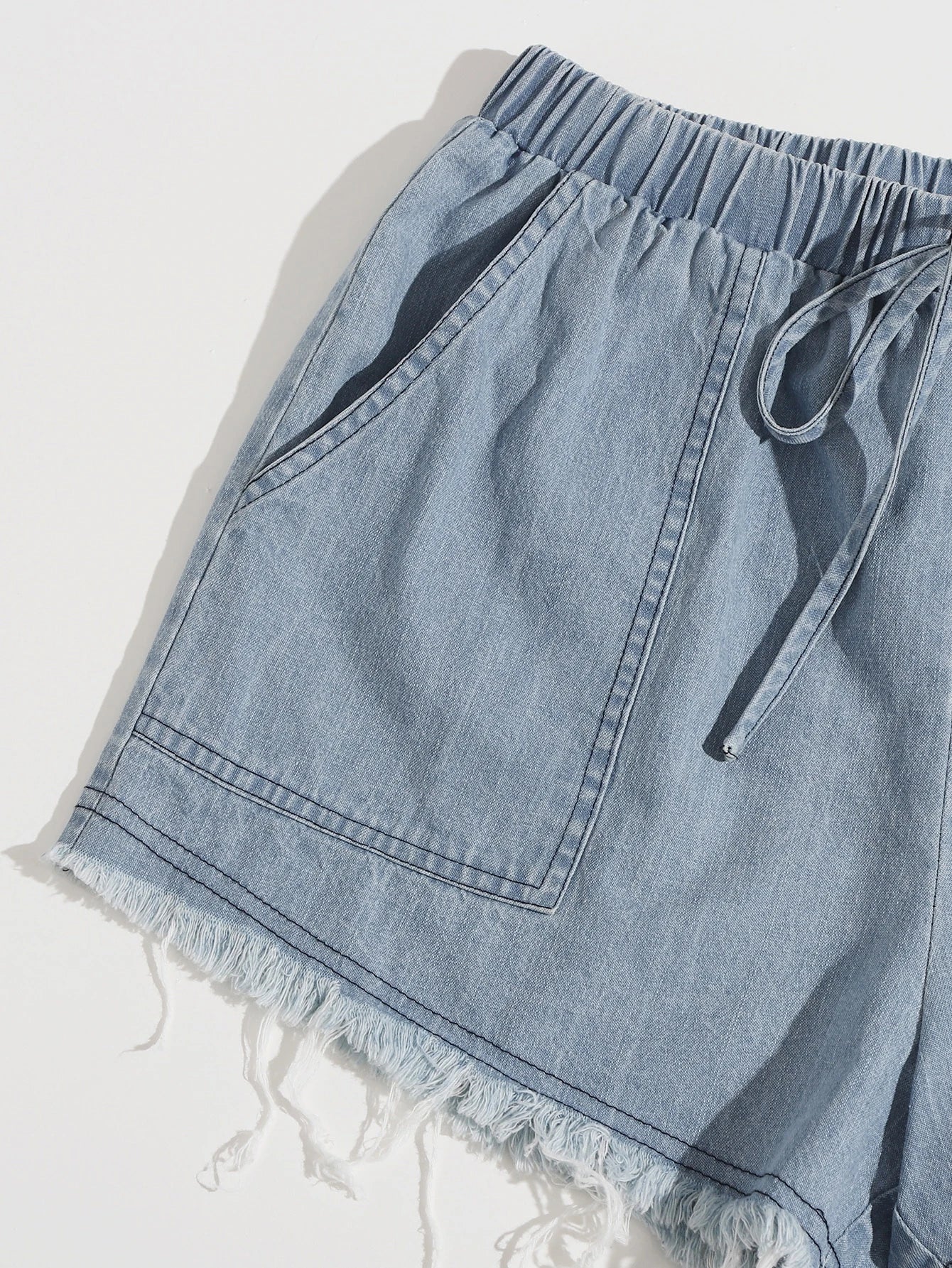  | SHEIN EZwear Knot Waist Patched Slant Pocket Raw Hem Shorts | Pants | Shein | OneHub