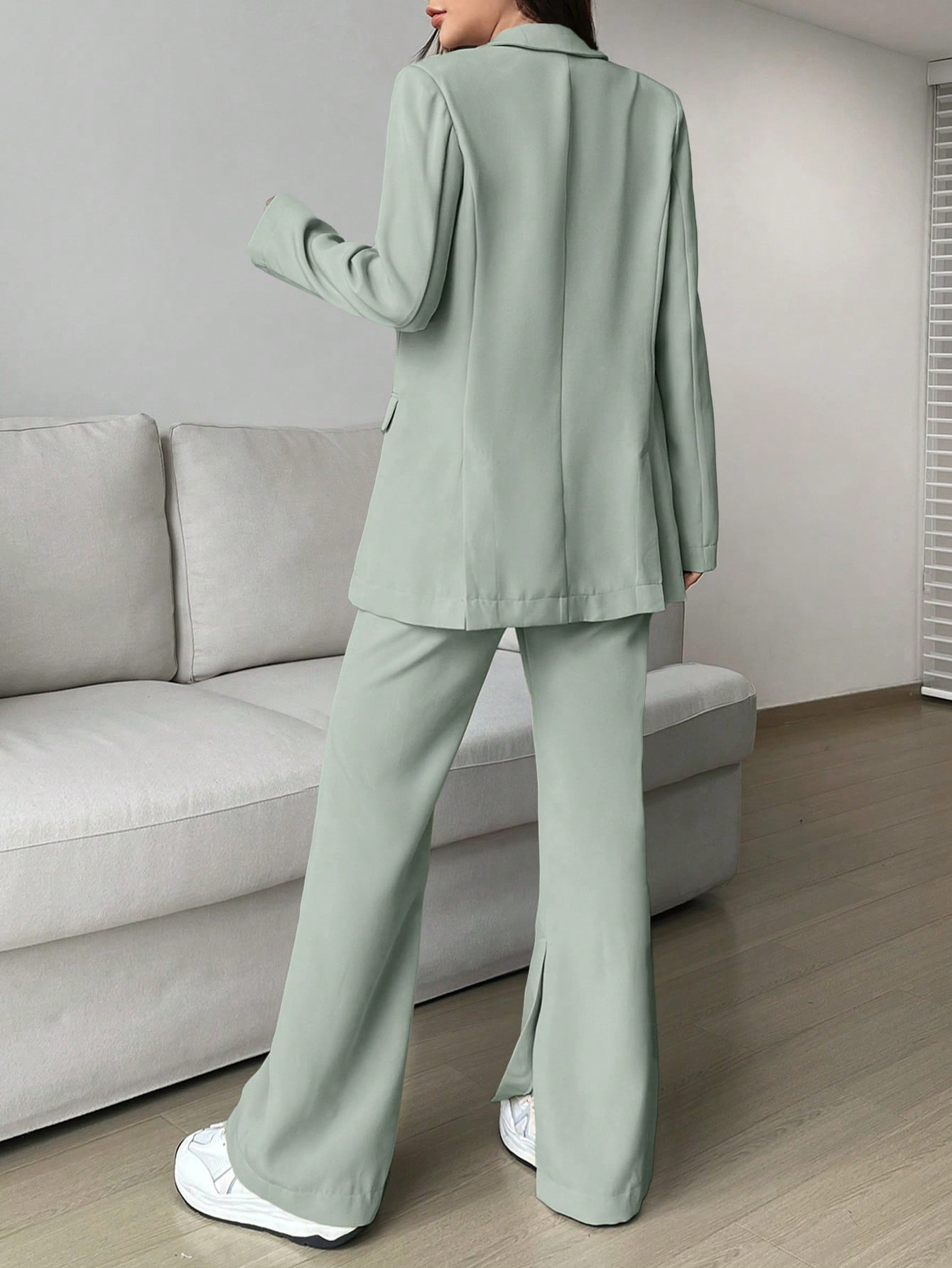  | SHEIN EZwear Ladies' Single-breasted Long Suit Jacket And Slit Suit Pants Set | Blazer | Shein | OneHub