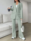  | SHEIN EZwear Ladies' Single-breasted Long Suit Jacket And Slit Suit Pants Set | Blazer | Shein | OneHub