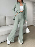  | SHEIN EZwear Ladies' Single-breasted Long Suit Jacket And Slit Suit Pants Set | Blazer | Shein | OneHub