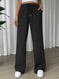  | SHEIN EZwear Linen Drawstring Waist Slant Pocket Wide Leg Pants | Pants | Shein | OneHub