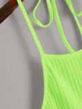  | SHEIN EZwear Neon Lime Solid Rib-knit Halter Top | Top | Shein | OneHub