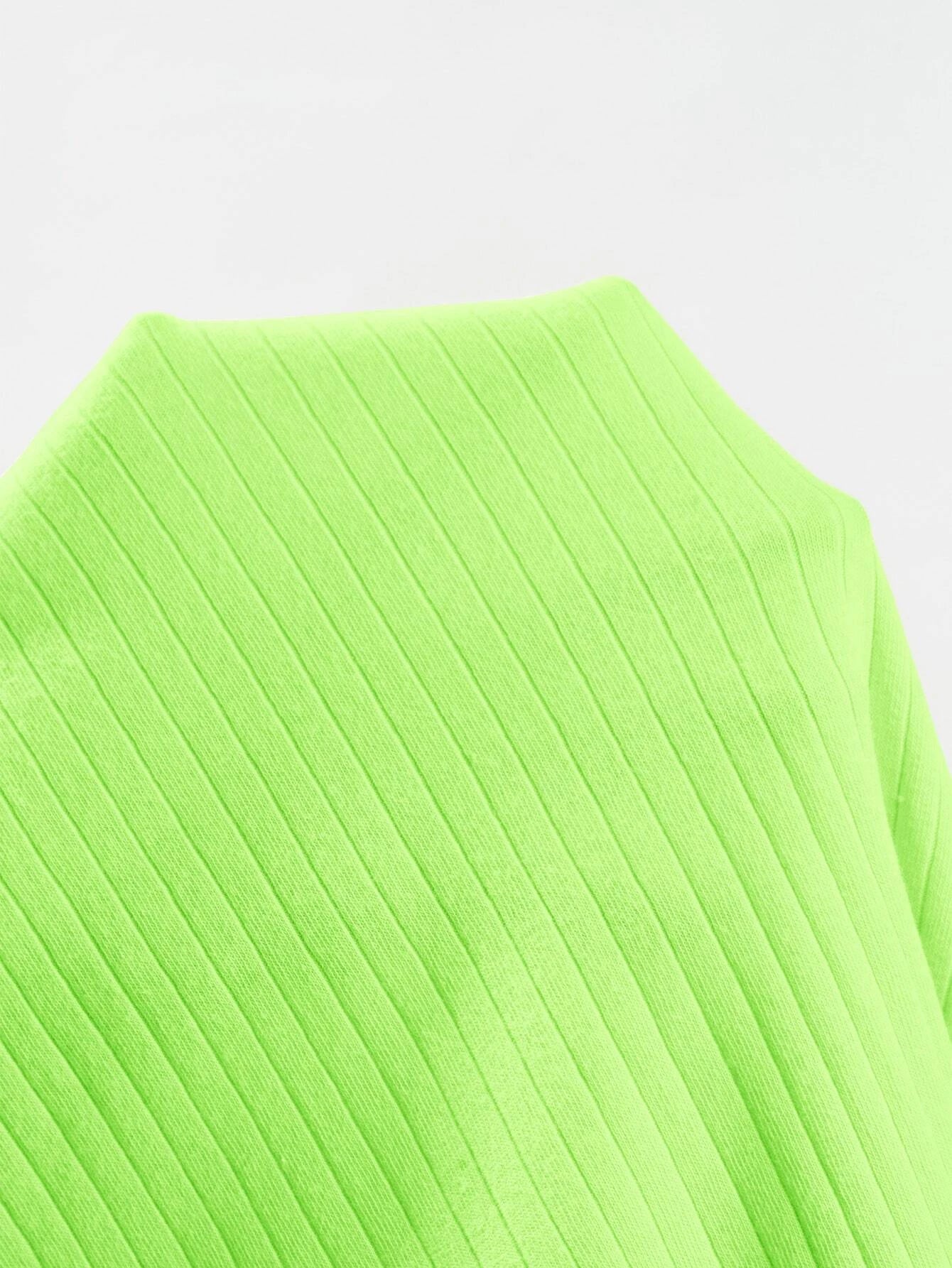 | SHEIN EZwear Neon Lime Solid Rib-knit Halter Top | Top | Shein | OneHub