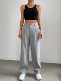  | SHEIN EZwear Plicated Detail Straight Leg Pants | Pants | Shein | OneHub