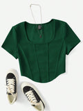  | SHEIN EZwear Scoop Neck Seam Front Tee | Tee | Shein | OneHub