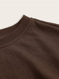 SHEIN EZwear Solid Drop Shoulder Hanky Hem Crop Sweatshirt,Long Sleeve Tops In Fall/Winter