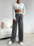  | SHEIN EZwear Spring Dress PantsHigh Waist Plicated Detail Wide Leg Suit Pants | Pants | Shein | OneHub