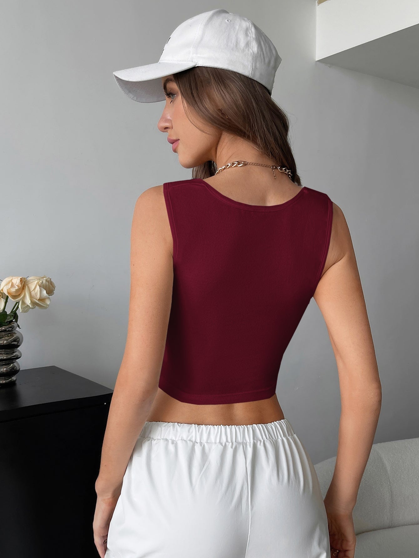  | SHEIN EZwear Square Neck Crop Tank Top | Top | Shein | OneHub