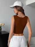  | SHEIN EZwear Square Neck Ruched Crop Tank Top | Top | Shein | OneHub