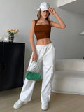  | SHEIN EZwear Square Neck Ruched Crop Tank Top | Top | Shein | OneHub