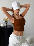  | SHEIN EZwear Square Neck Ruched Crop Tank Top | Top | Shein | OneHub