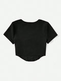  | SHEIN EZwear Square Neck Seam Detail Bandana Hem Tee | Sweater | Shein | OneHub