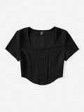  | SHEIN EZwear Square Neck Seam Detail Bandana Hem Tee | Sweater | Shein | OneHub