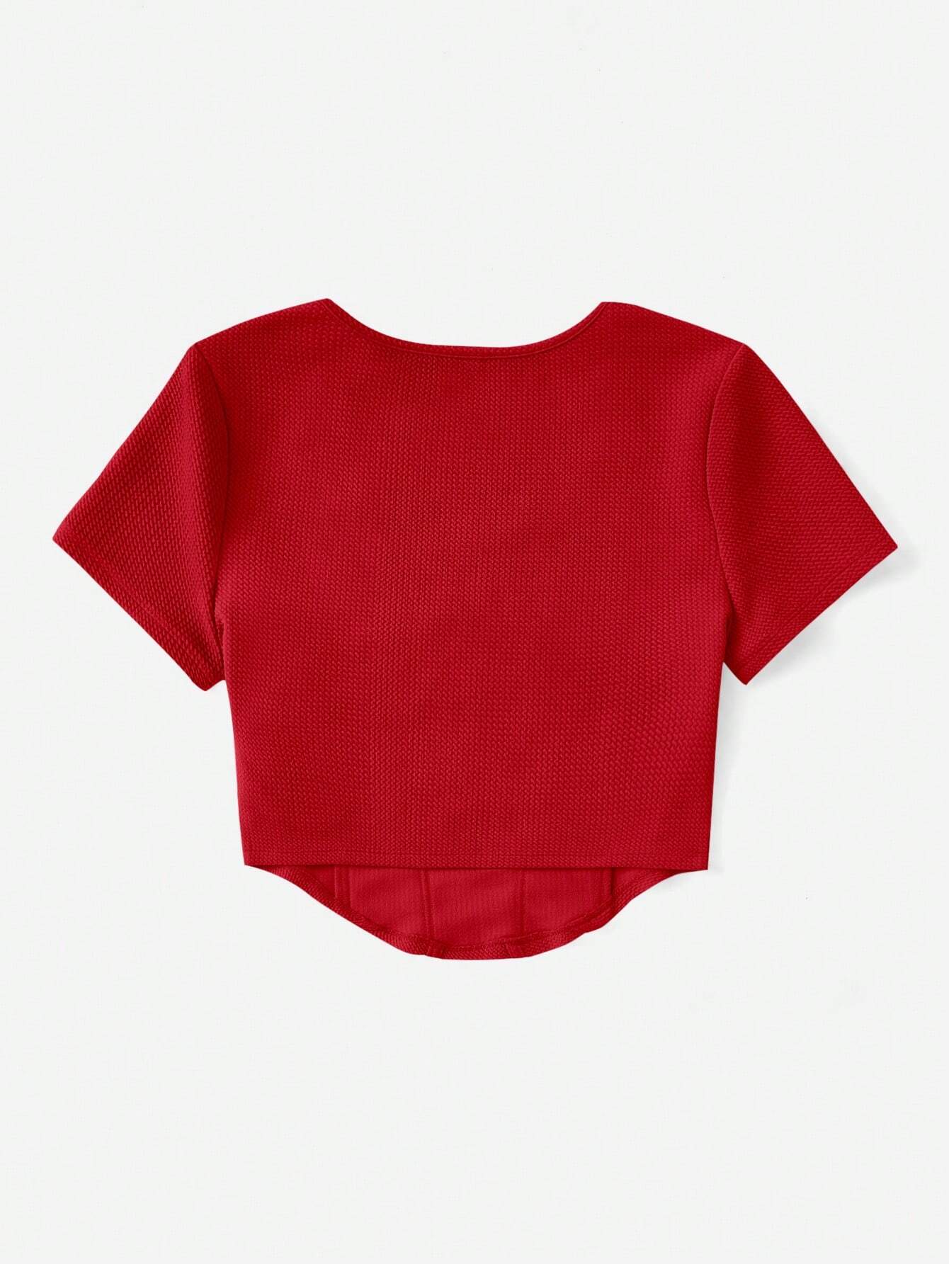  | SHEIN EZwear Square Neck Seam Front Curved Hem Crop Tee | Sweater | Shein | OneHub