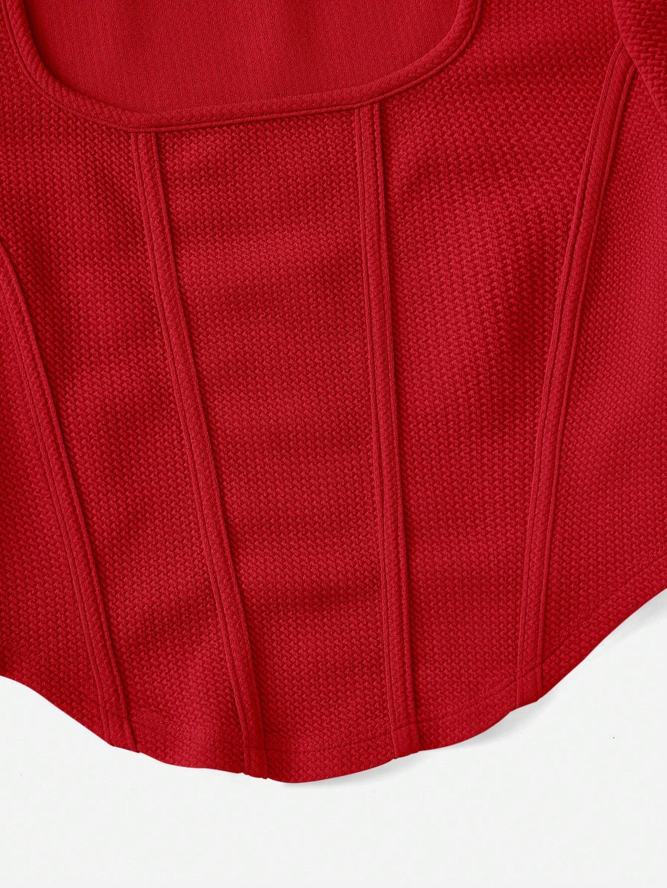  | SHEIN EZwear Square Neck Seam Front Curved Hem Crop Tee | Sweater | Shein | OneHub