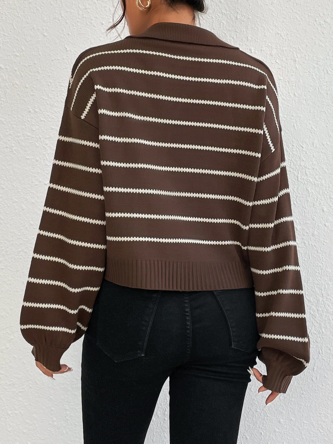  | SHEIN EZwear Striped Pattern Drop Shoulder Sweater | Top | Shein | OneHub