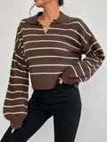  | SHEIN EZwear Striped Pattern Drop Shoulder Sweater | Top | Shein | OneHub