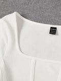  | SHEIN EZwear Summer Outfit Square Neck White Seam Front Tee | Tee | Shein | OneHub