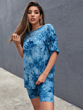  | SHEIN EZwear Tie Dye Tee & Biker Shorts Set | Top and Pant Set | Shein | OneHub