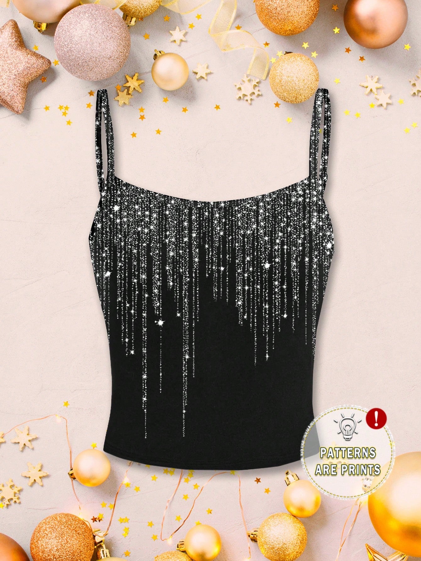  | SHEIN EZwear Women's Casual Minimalist Glitter Graphic Print Sexy Camisole Tank Top | Top | Shein | OneHub