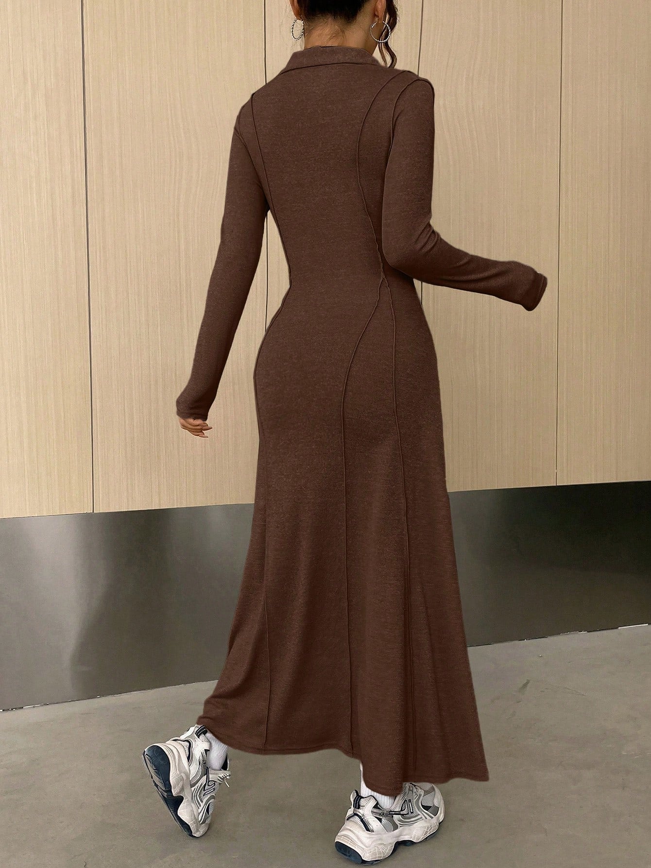  | SHEIN EZwear Women's Solid Color Half-Button Front Knit Dress | Dress | Shein | OneHub