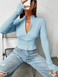  | SHEIN EZwear Zip Front Thumb Hole Crop Tee | Tee | Shein | OneHub