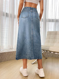  | SHEIN Essnce High Waist Split Thigh Denim Skirt | Skirt | Shein | OneHub