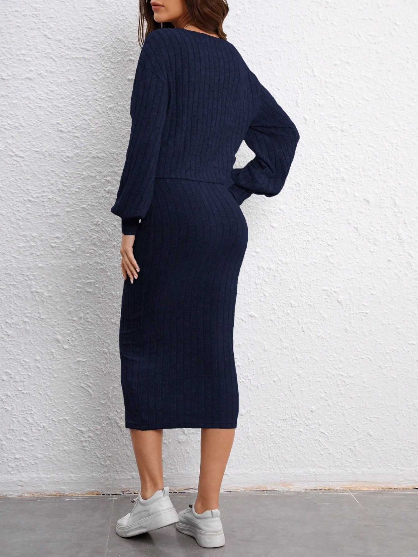  | SHEIN Essnce Ladies Ribbed Cardigan And Cami Dress Two Piece Set | Dress | Shein | OneHub